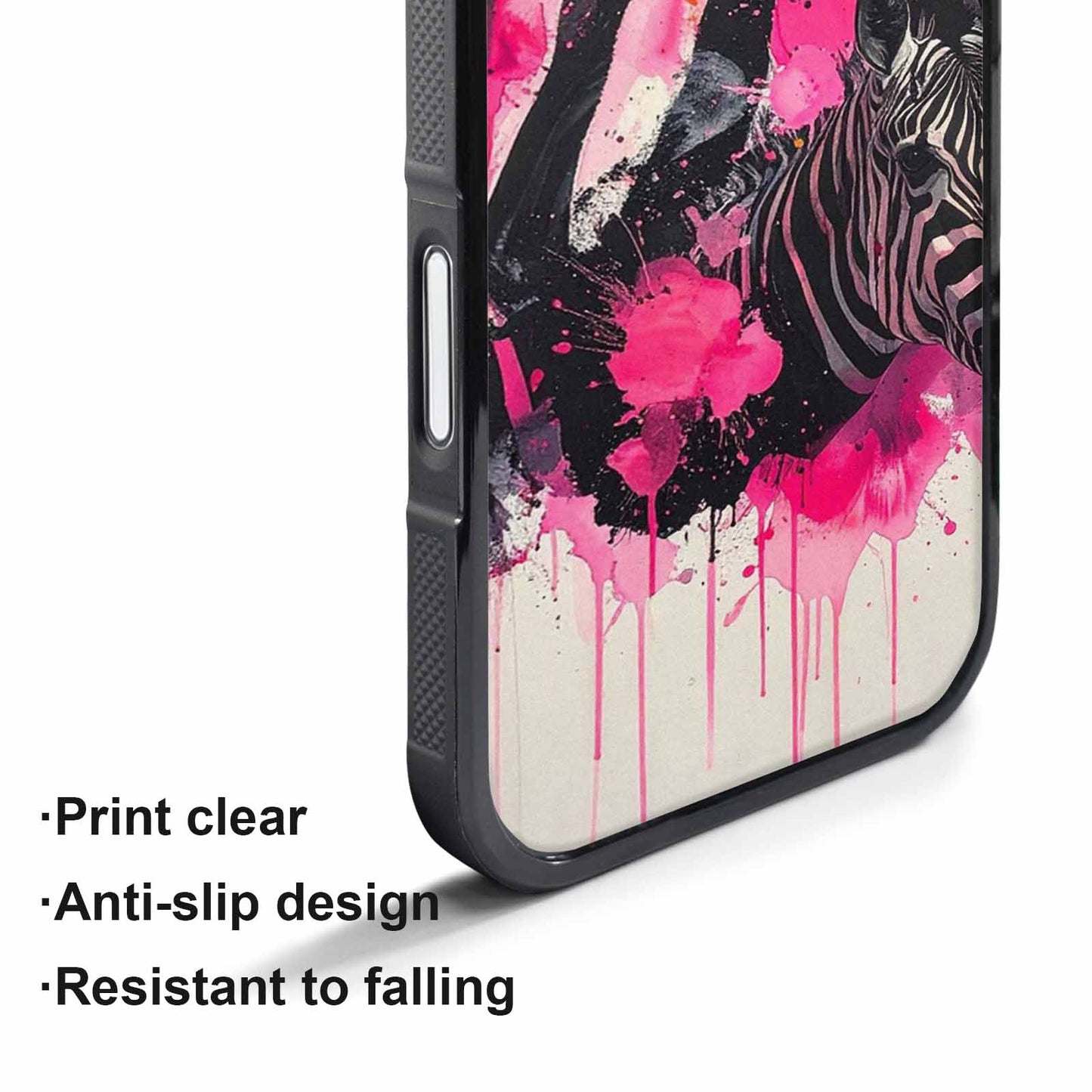 iPhone 17 Pro Case — Black Pink Ink Zebra Stripe Animal, Custom Art Phone Cover