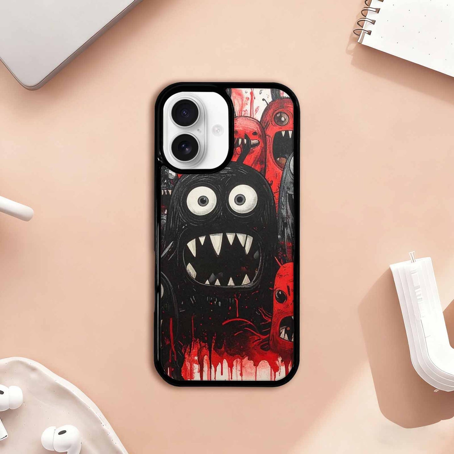 iPhone 17 Case — Black &amp; Red Ink Cartoon Cute, Unique Phone Case Design