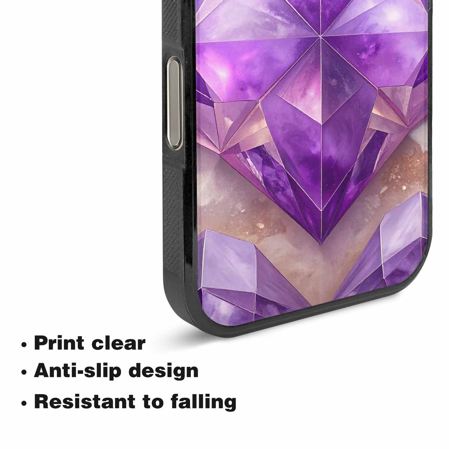 iPhone 16 Pro Case — Amethyst Crystal Art Pattern, Custom Made Phone Cover
