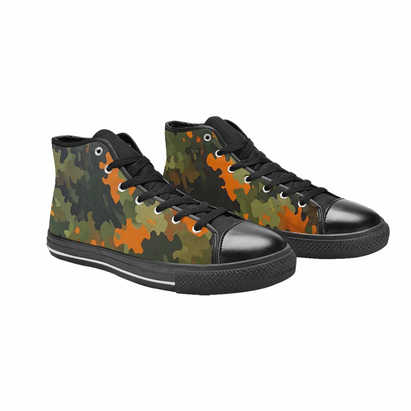 WOMEN'S Military Camouflage Blotch High Top Canvas Surreal Custom Sneakers