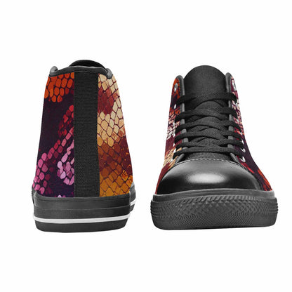 WOMEN'S Dark Snake Print High Top Canvas Dark Academia Custom Shoes