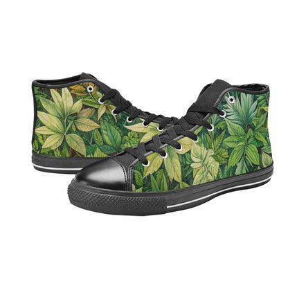 WOMEN'S Seven-Point Palmate Leaf High Top Canvas Wallpaper Art Custom Shoes