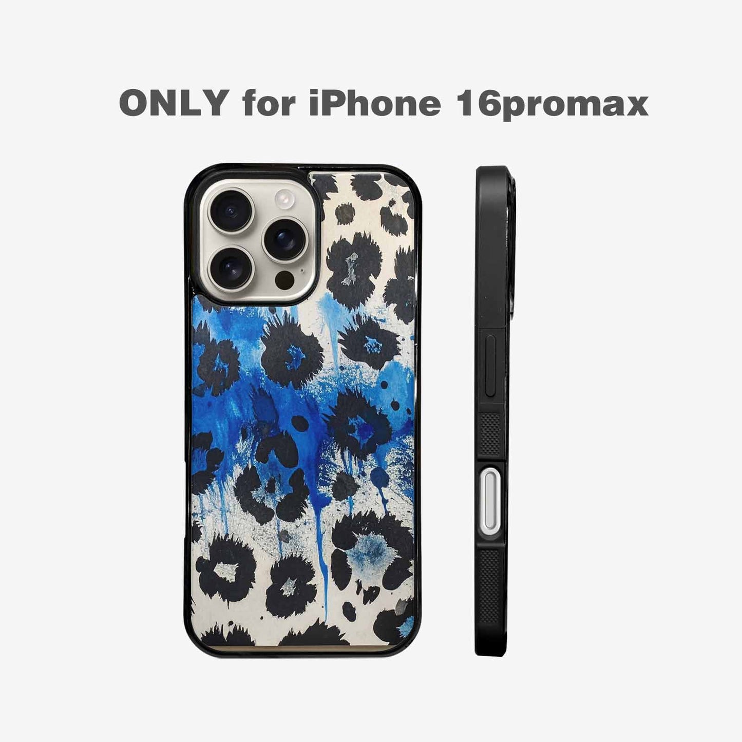 iPhone 16 Pro Max Case — Animal Print Black Blue Ink Animal, Customized Protective Case
