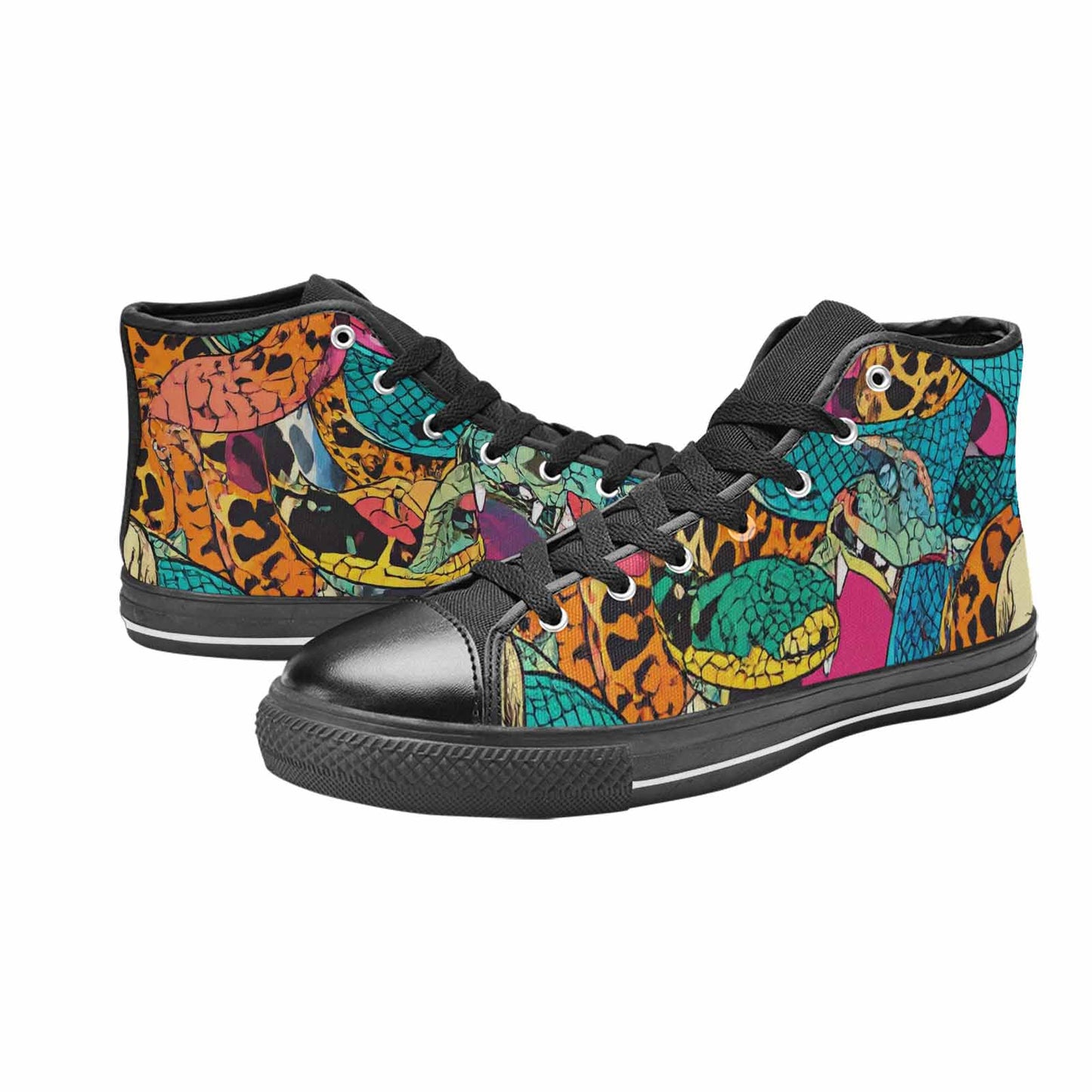 WOMEN'S Snake Print Skull High Top Canvas Dark Academia Custom Sneakers