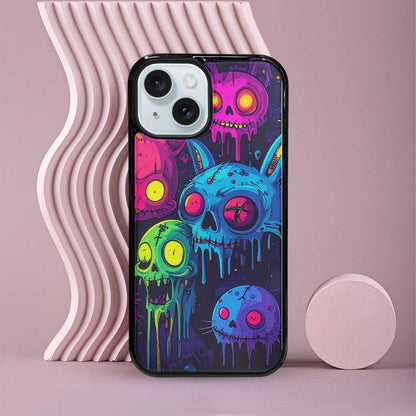 iPhone 15 Case — Mixed Toxic Glow Creature Pattern Hundreds, Original Design Phone Case