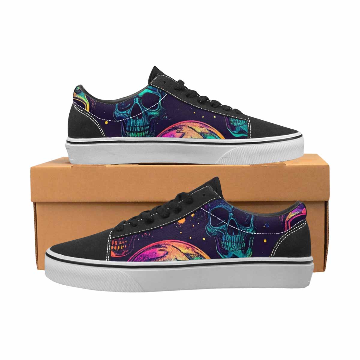 MEN'S Galaxy Skulls Canvas Lace-Up Vibrant Chaos Custom Sneakers