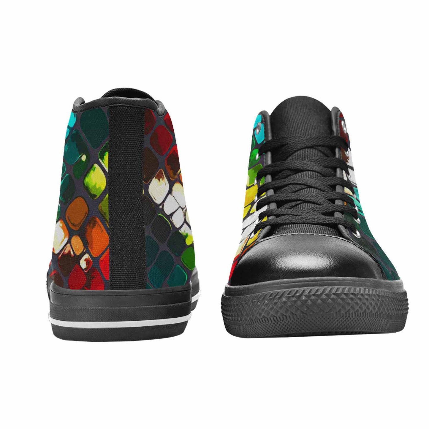 WOMEN'S Dark Snake Print High Top Canvas Surreal Custom Shoes