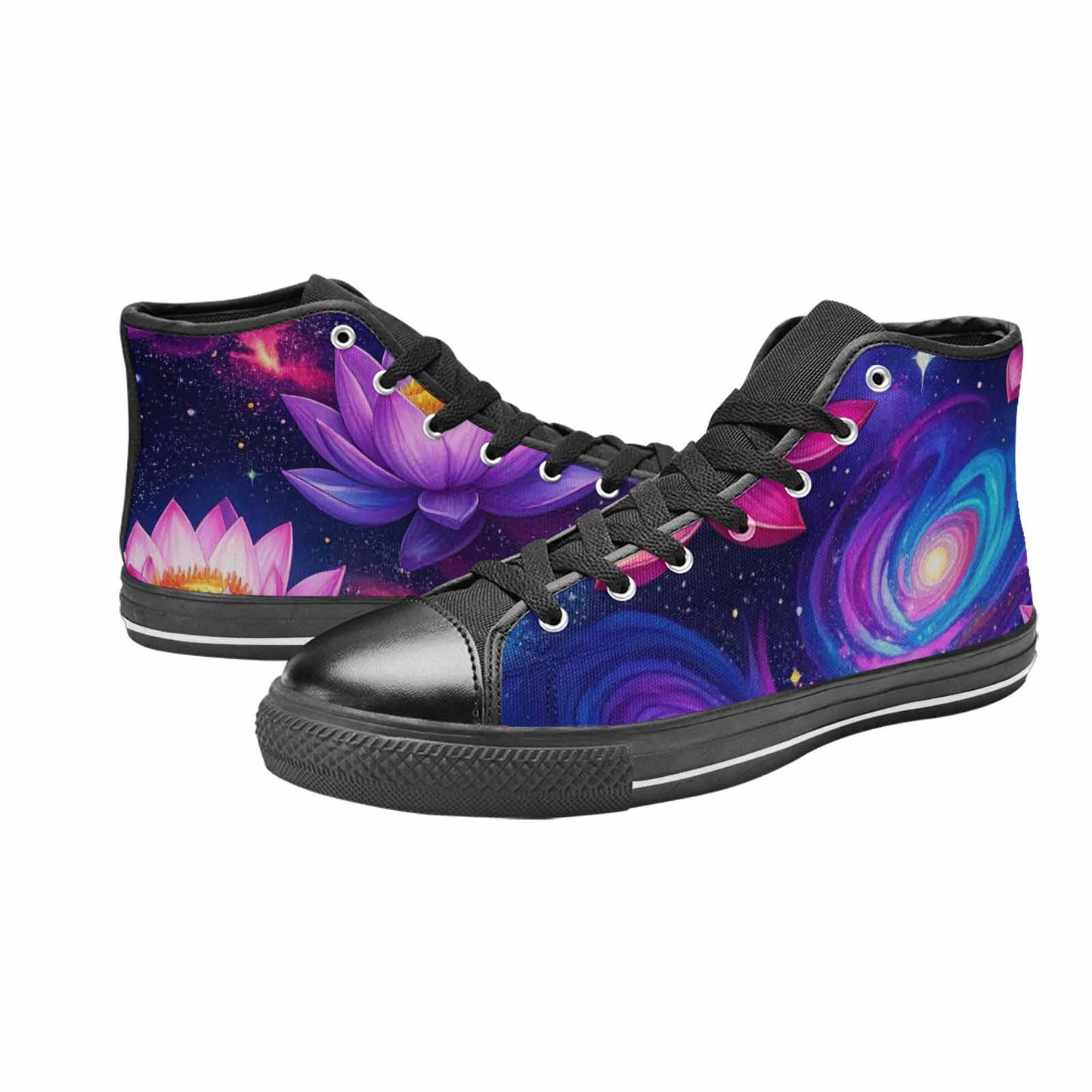 WOMEN'S Lotus Galaxy High Top Canvas Cottagecore Custom Sneakers