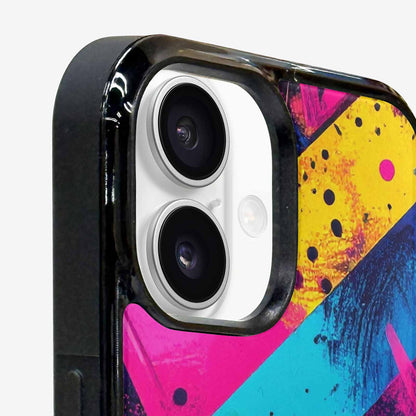 iPhone 16 Case — Memphis Squiggles Triangles Dots Personalized Phone, Unique Phone Case Design