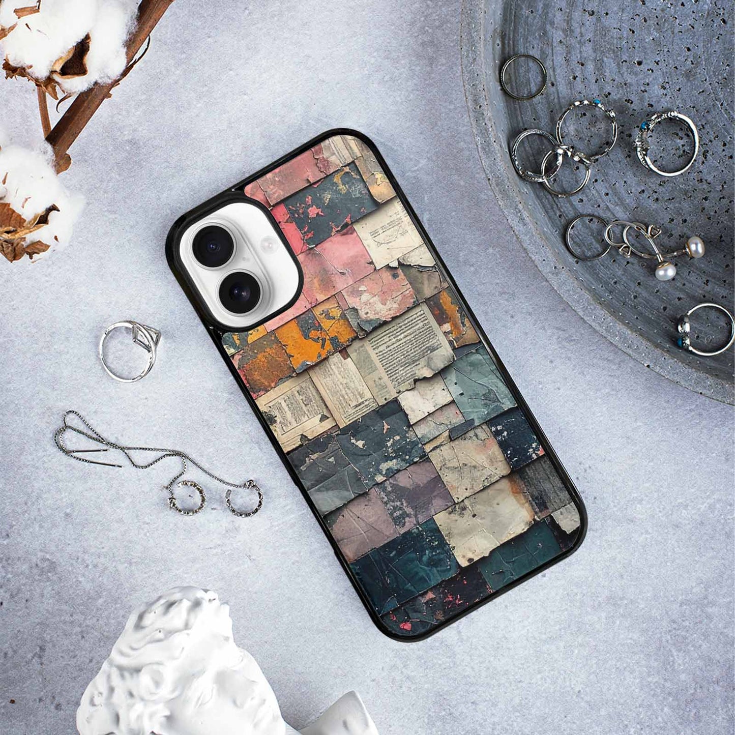 iPhone 16 Plus Case — Distressed Grunge Texture Pattern Hundreds Of, Unique Phone Case Design