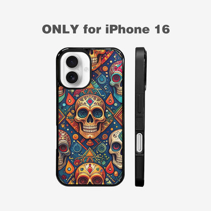 iPhone 16 Case — Sacred Geometry Lots Of Skulls Seamless, Custom Made Phone Cover