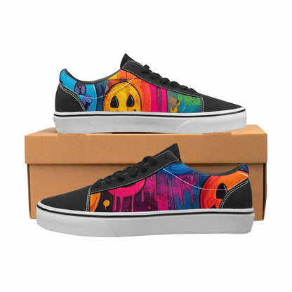 WOMEN'S Yellow Smiley Face Canvas Lace-Up Vivid Custom Sneakers