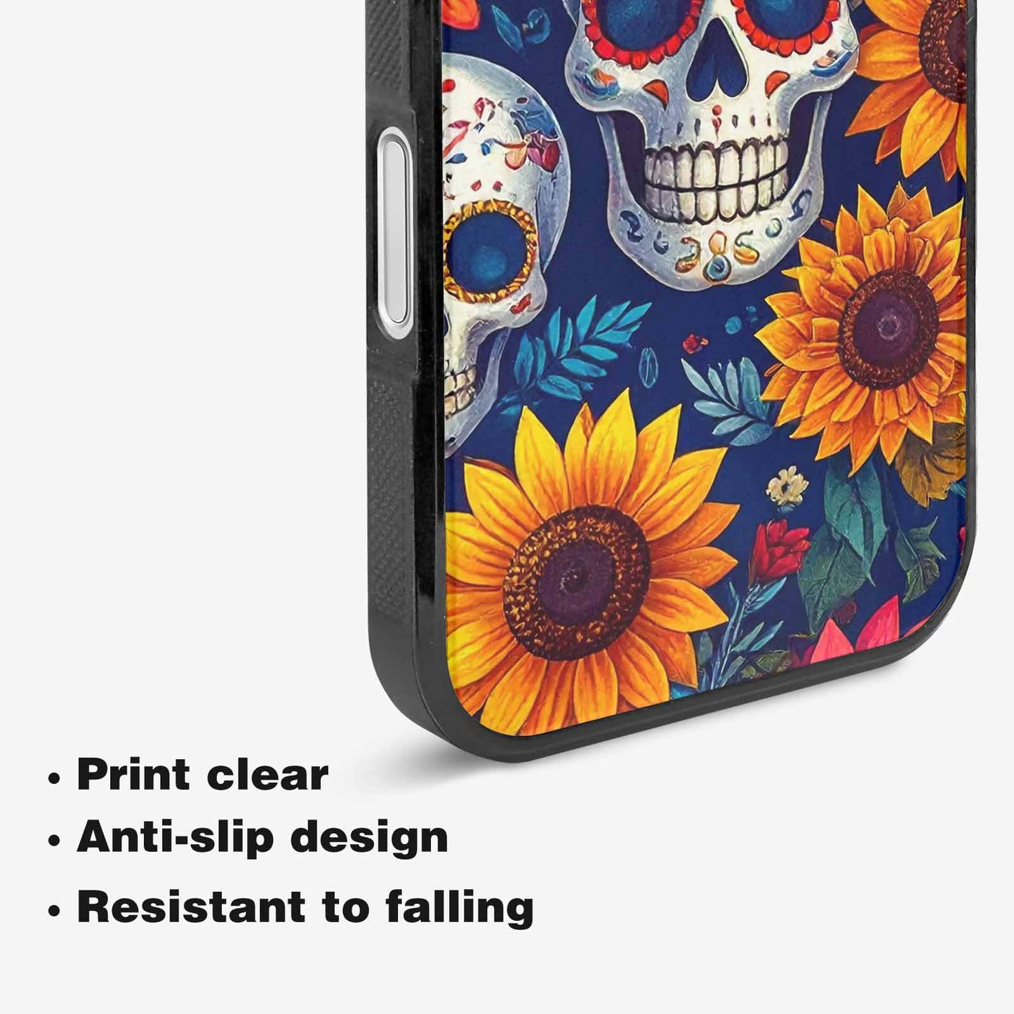 iPhone 16 Plus Case — Sunflower Skulls Print Custom, Custom Printed Phone Case