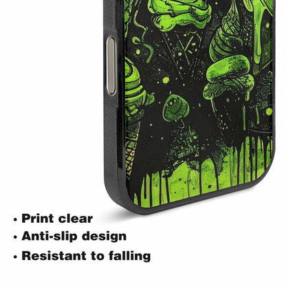 iPhone 16 Pro Max Case — Ice Cream Motif Black Green Ink, Custom Made Phone Cover