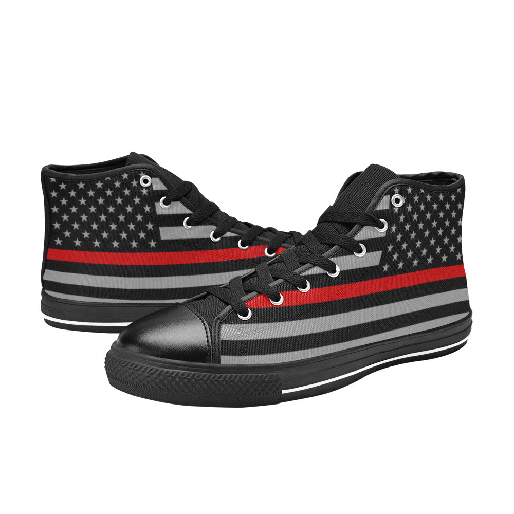 WOMEN'S Thin Red Line Flag High Top Canvas Cottagecore Custom Shoes