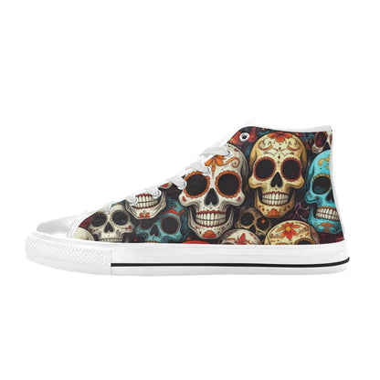 WOMEN'S Aggressive Comic Sugar Skull High Top Canvas Dreamcore Custom Shoes