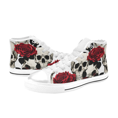 WOMEN'S Skulls Roses Deluxe 6 High Top Canvas Cottagecore Sneakers