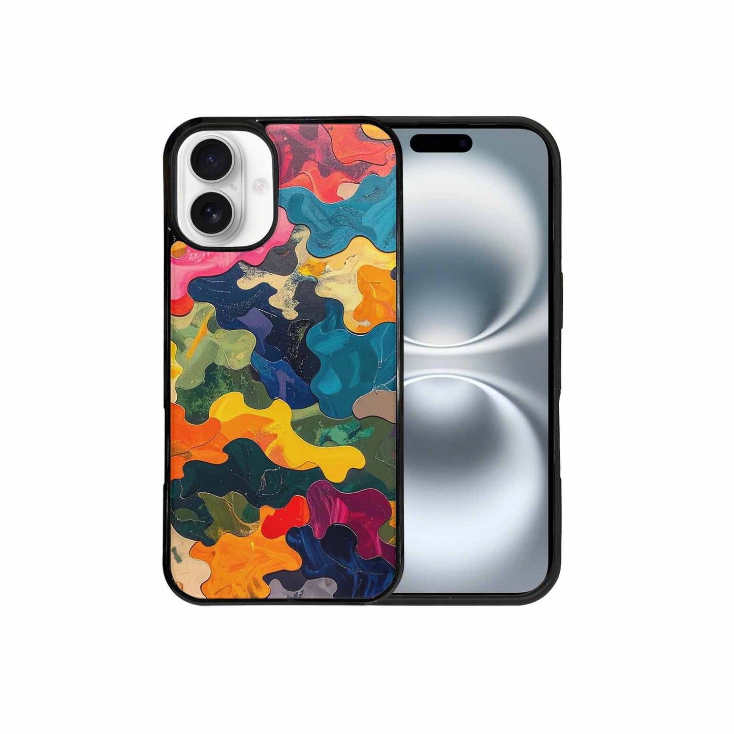 iPhone 16 Plus Case — Camo Patches Full Color Vibrant Camo, Custom Print Case Cover