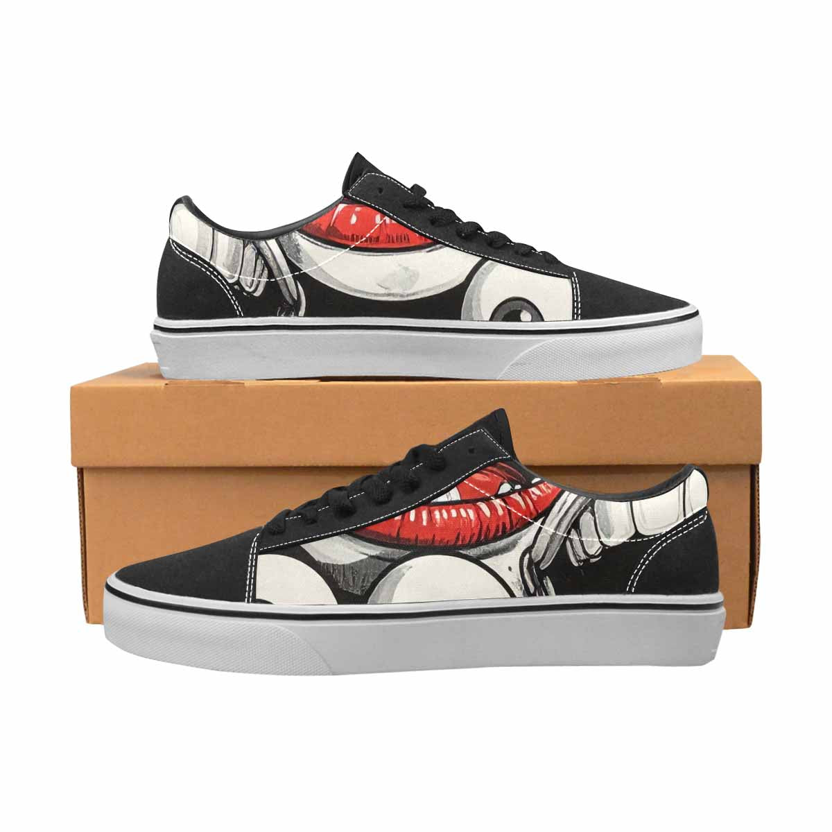 WOMEN'S Googly Cartoon Mouths Canvas Lace-Up Cottagecore Shoes