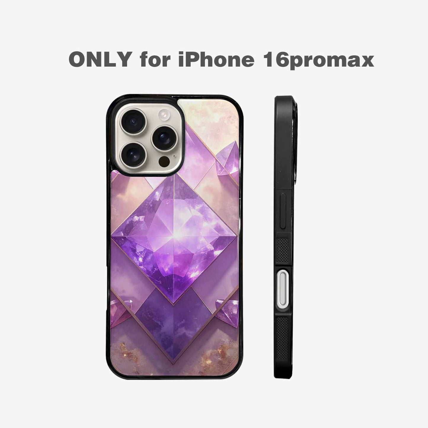 iPhone 16 Pro Max Case — Amethyst Crystal Art Pattern Personalized Phone, Personalized Phone Case