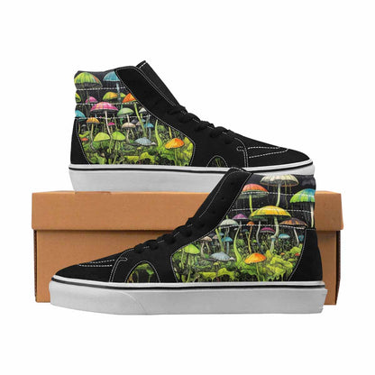 MEN'S Mushrooms Black & Green Ink High Top Canvas Personalized Melting Art Original Art Sneakers
