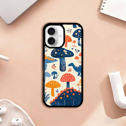 iPhone 17 Case — Vintage Dinosaurs Mushroom Retro Vintage, Custom Printed Phone Case