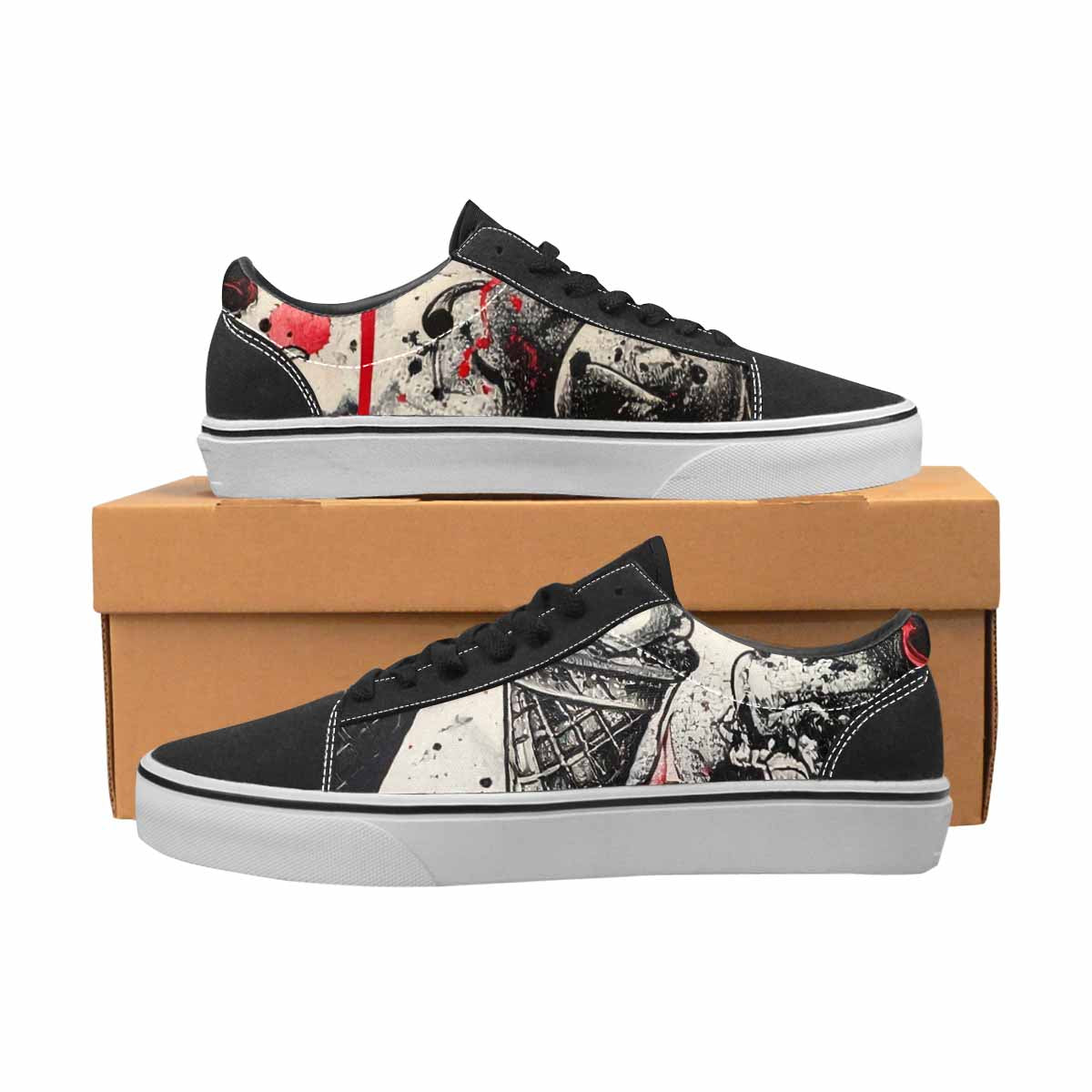 WOMEN'S Ice Cream Motif Lace-Up Canvas Melting Art Custom Sneakers