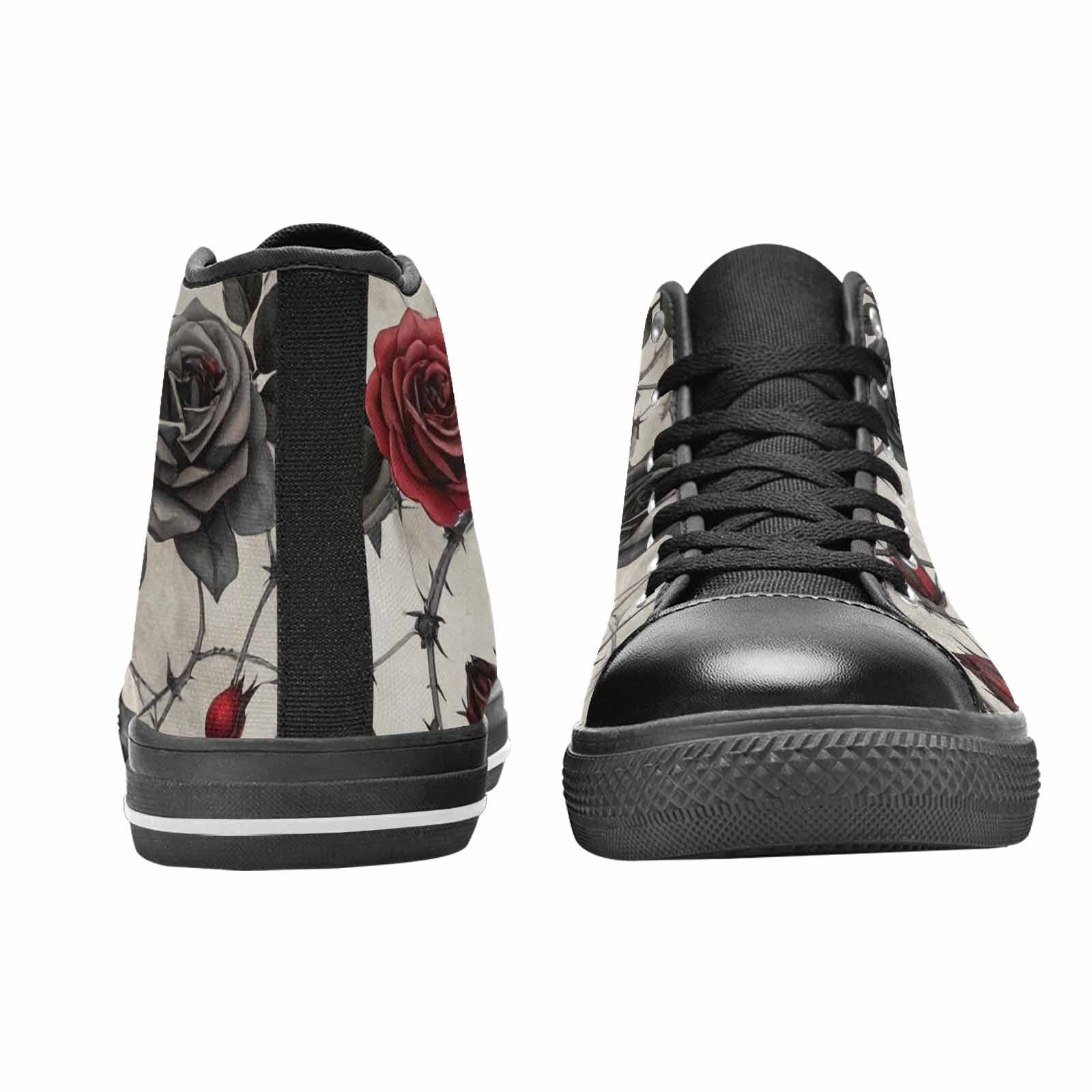 MEN'S Black Gothic Rose High Top Canvas Wallpaper Art Shoes