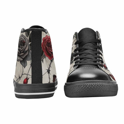 MEN'S Black Gothic Rose High Top Canvas Wallpaper Art Shoes