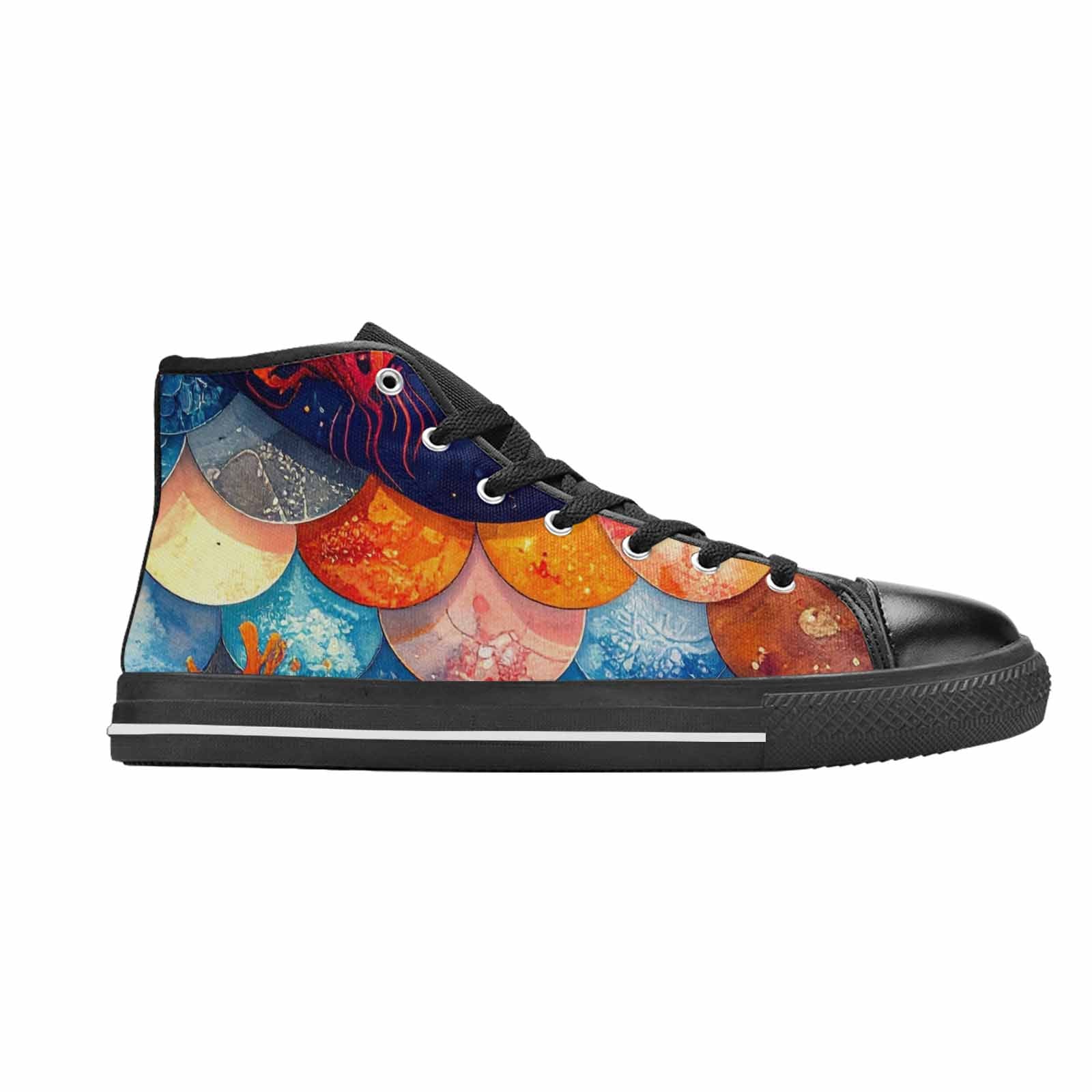 MEN'S Fish Scale Coral High Top Canvas Y2K Custom Sneakers