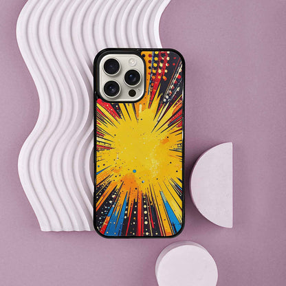 iPhone 16 Pro Max Case — Comic Halftone Comic Bursts Pattern Hundreds, Unique Phone Case Design