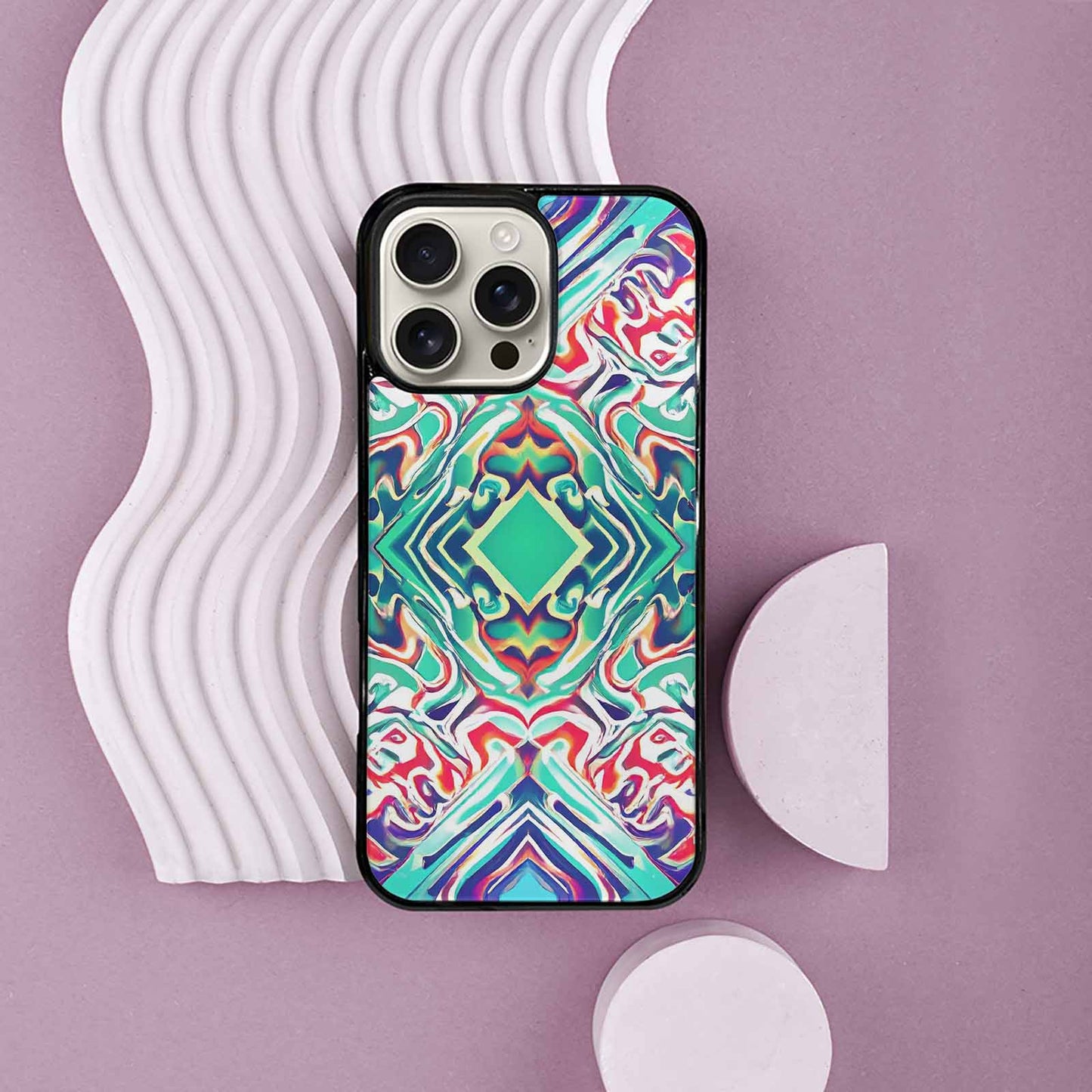 iPhone 16 Pro Max Case — Holographic Tribal Blaze, Custom Designed Case Cover