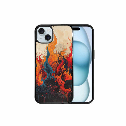iPhone 15 Plus Case — Flame Burst Black Red Ink Flame, Custom Phone Case
