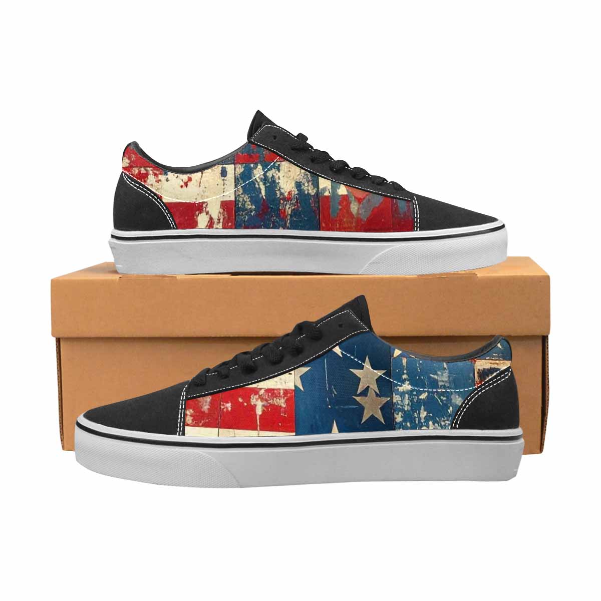 WOMEN'S American Flag Stars Canvas Lace-Up Y2K Custom Sneakers
