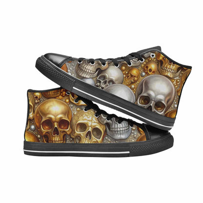 MEN'S Skulls - Metallic-Chrome- High Top Canvas Dreamcore Custom Sneakers