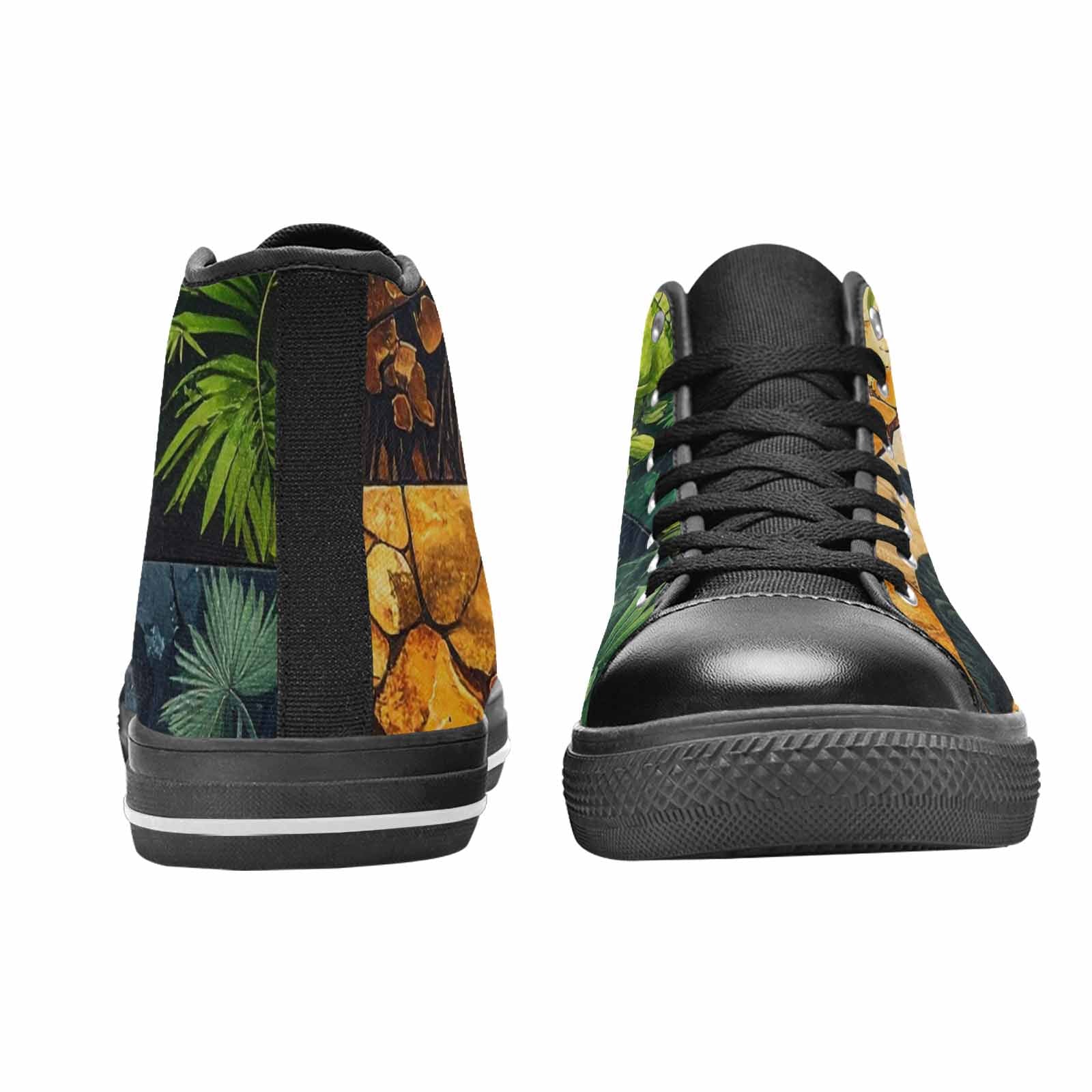 MEN'S Dinosaur Silhouette High Top Canvas Vibrant Chaos Custom Shoes
