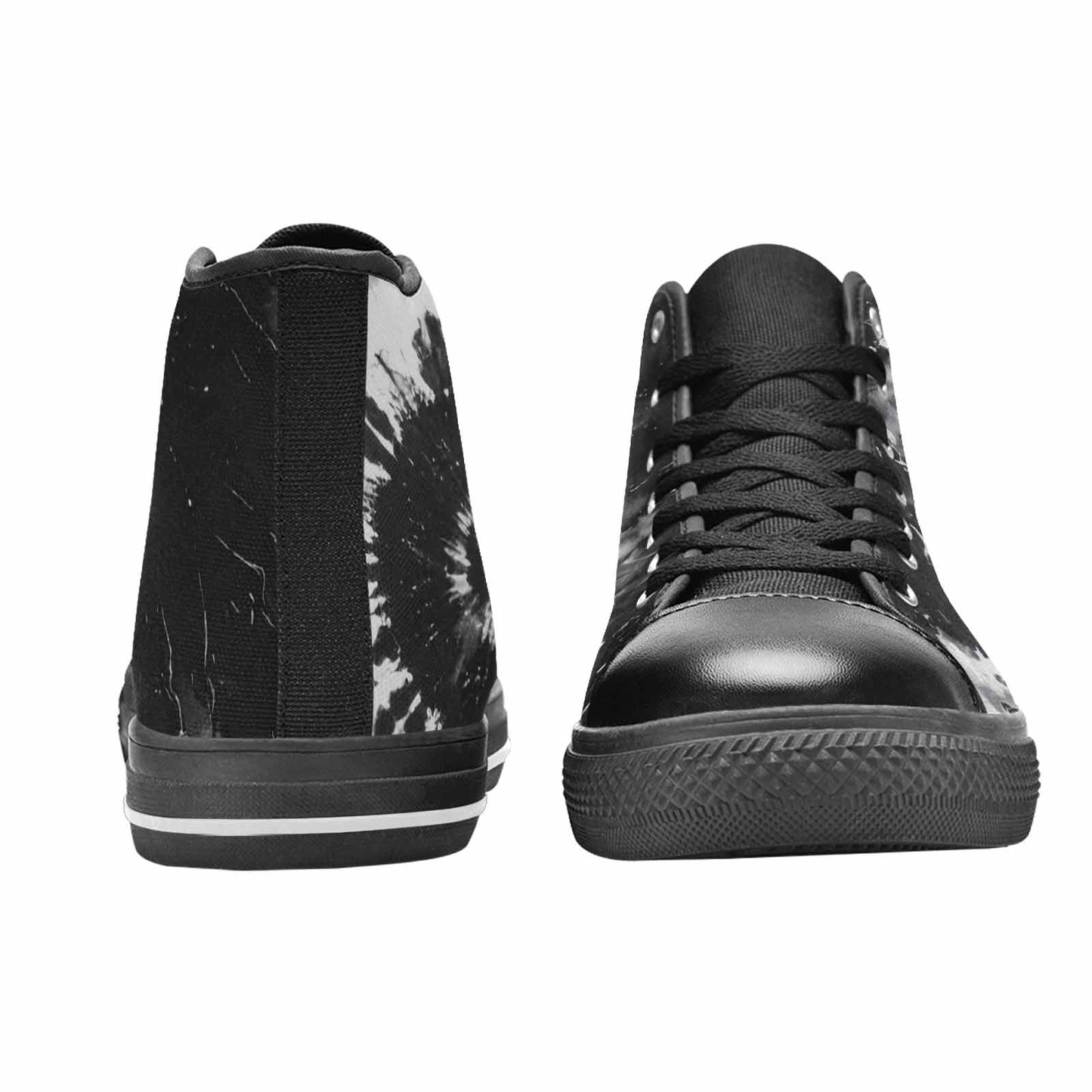 MEN'S Tie Dye Acid Wash Black White High Top Canvas Cottagecore Sneakers