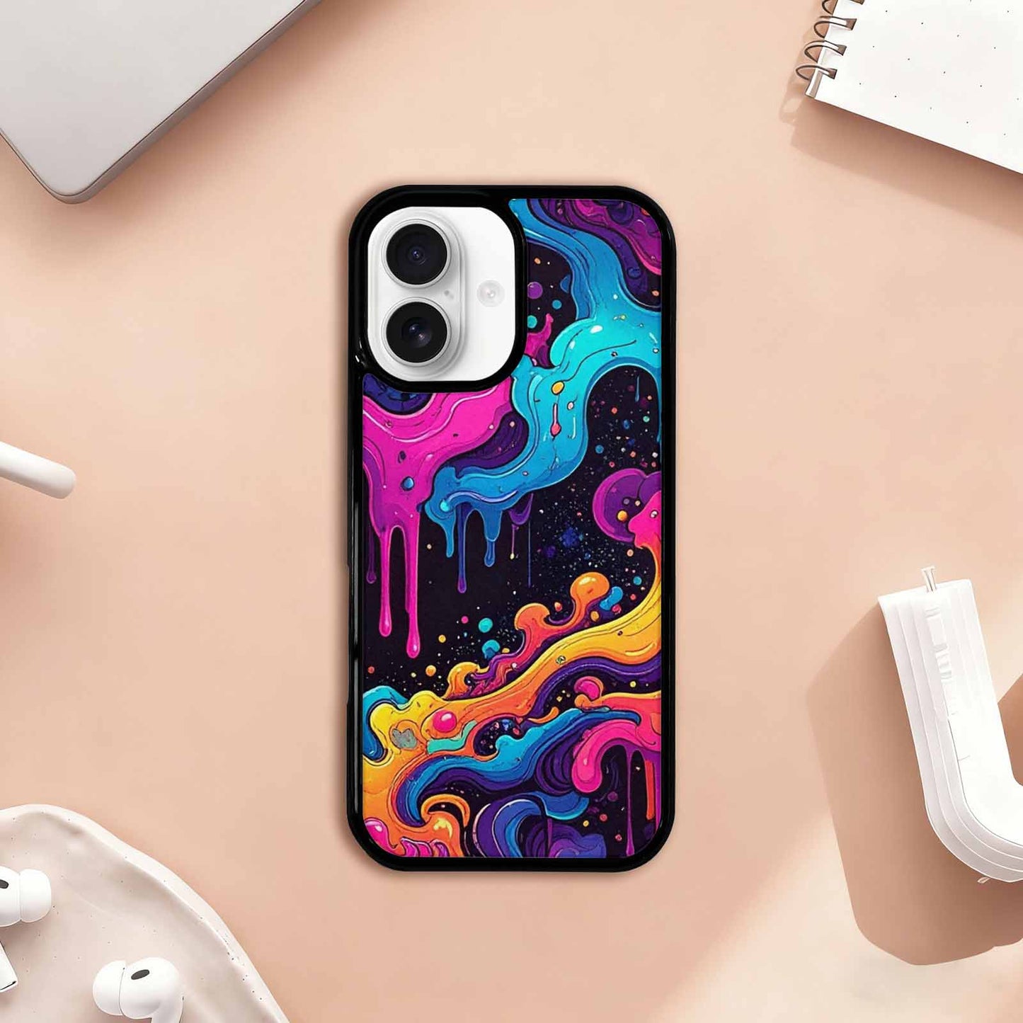 iPhone 17 Case — Neon Drip Galaxy Space, Custom Designed Case Cover