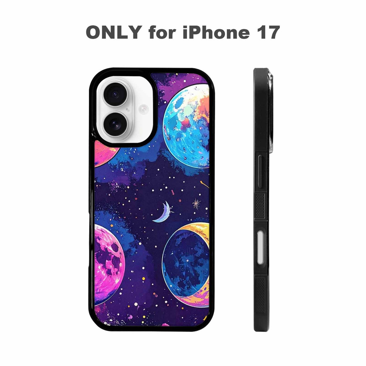 iPhone 17 Case — Neon Winter Moon Cartoon Cute, Custom Print Case Cover