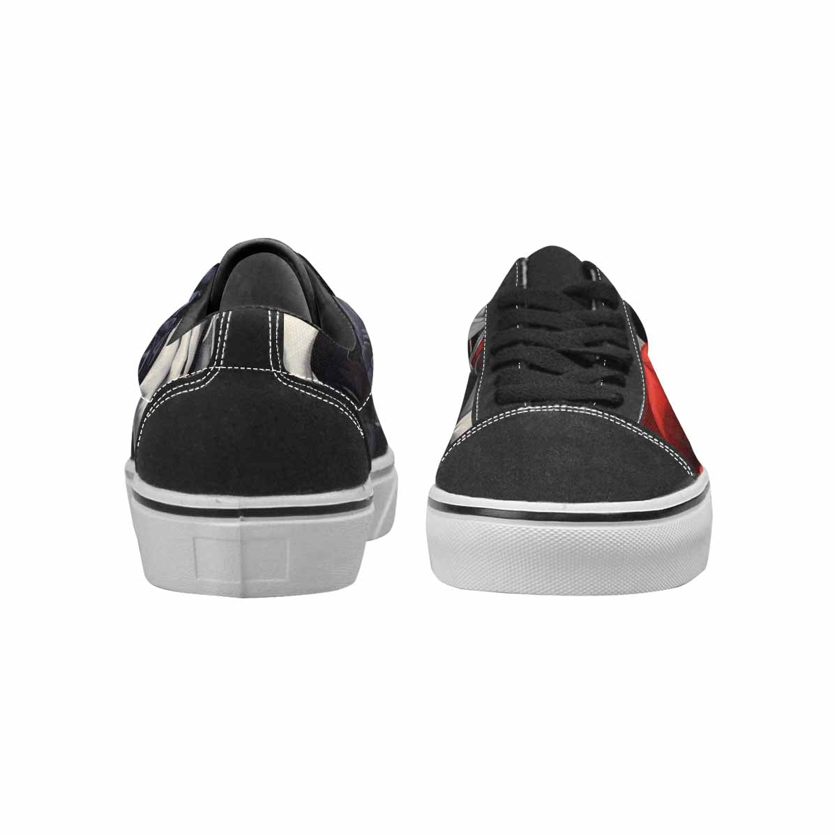 MEN'S Black Gothic Rose Canvas Lace-Up Grunge Custom Shoes