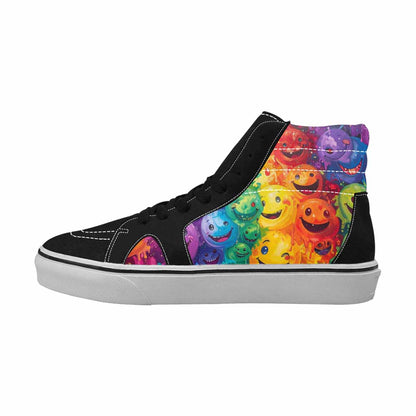 MEN'S Smiley Facessmiley Faces  High Top Canvas Melting Art Custom Sneakers