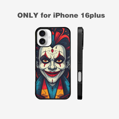 iPhone 16 Plus Case — Evil Circus Heads Faces Overlapping Patterns, Custom Made Phone Cover