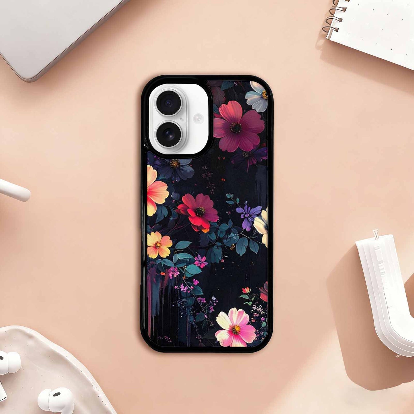 iPhone 17 Case — Shadowy Glitch Floral Pattern Floral, Custom Made Phone Cover