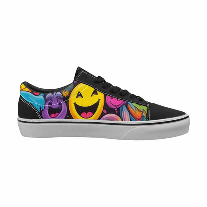 WOMEN'S Yellow Smiley Face Canvas Lace-Up Vivid Shoes
