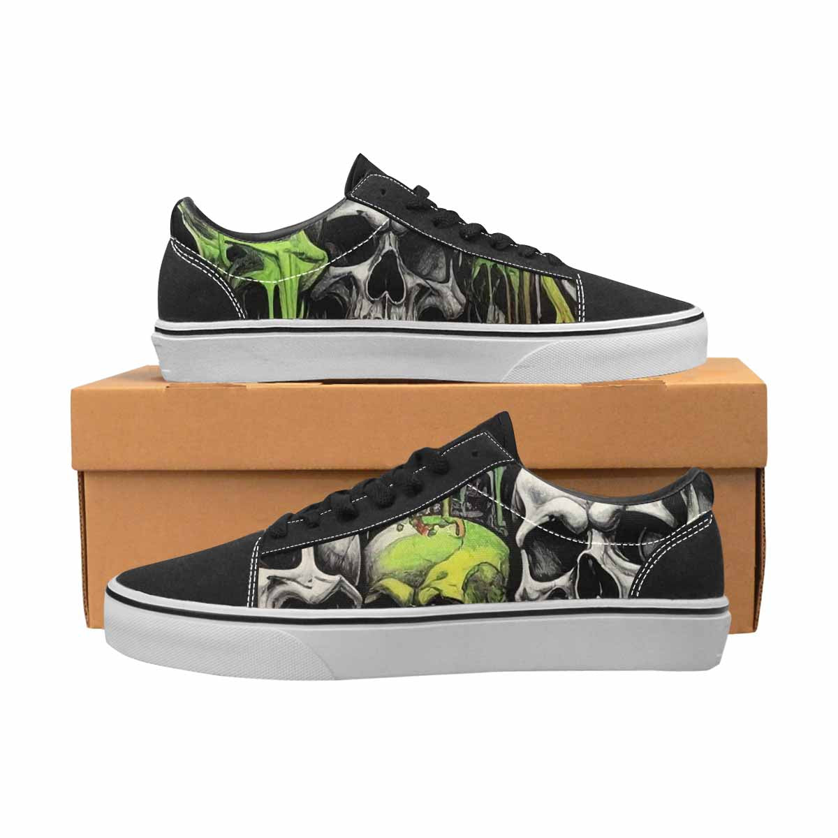 WOMEN'S Rainbow From Skull S Lace-Up Canvas Grunge Shoes
