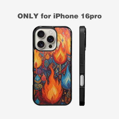 iPhone 16 Pro Case — Flame Burst Full Color Vibrant Flame, Customized Protective Case