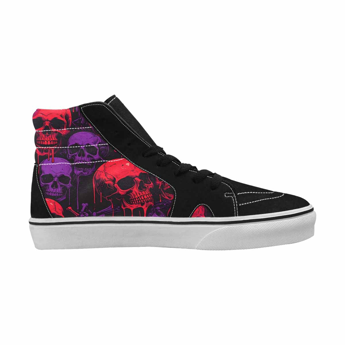 MEN'S Red + Purple Skeletons High Top Canvas Surreal Custom Shoes
