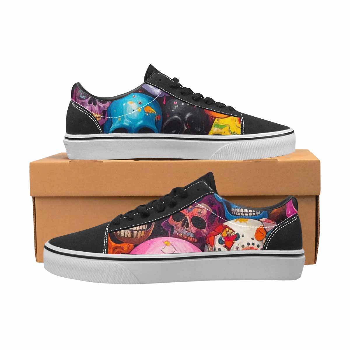 WOMEN'S Skulls (general) Skulls Lace-Up Canvas Neon Fantasy Shoes