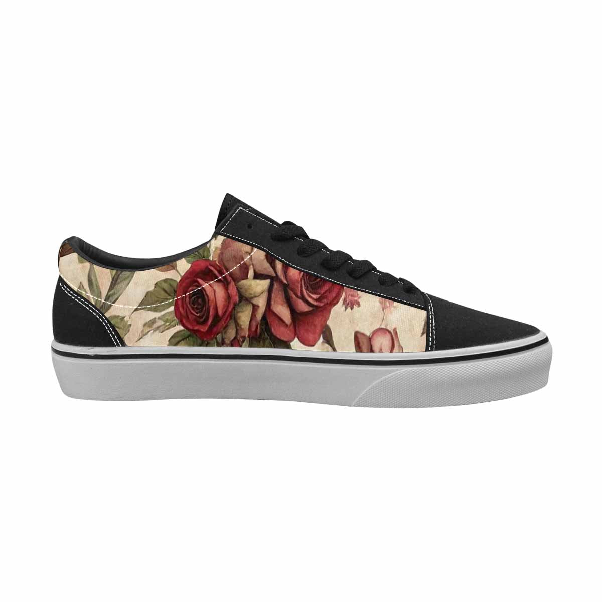 WOMEN'S Skulls - Roses Canvas Lace-Up Vibrant Chaos Custom Shoes
