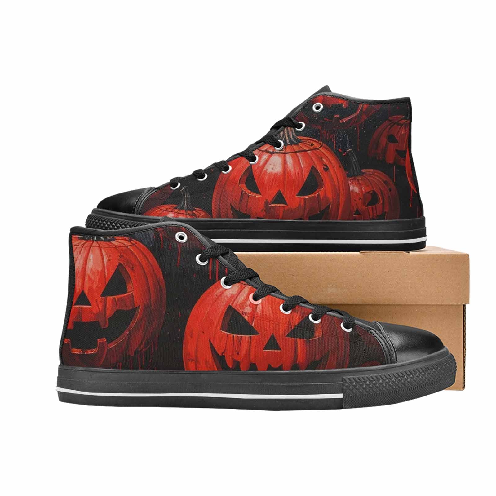 MEN'S Bloody Pumpkin Face High Top Canvas Dark Academia Custom Sneakers